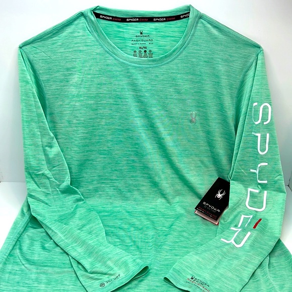 SPYDER SWIM RASH GUARD SURF SAND SUN SHIRT YPF 30+, BEAUTIFUL LIGHT GREEN, XL - Picture 5 of 13